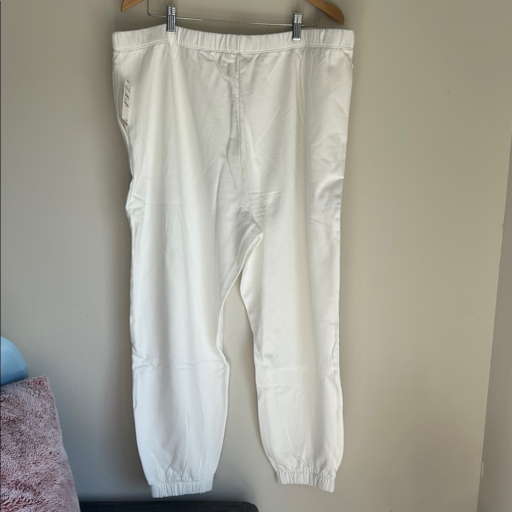 bp White Track Pants with Elastic Cuffs and Drawstring Waist